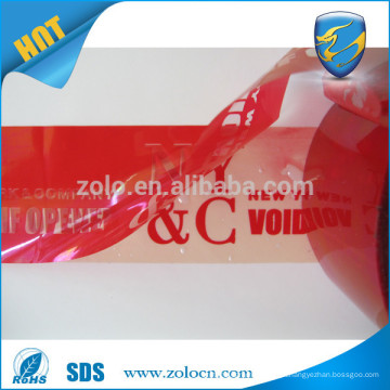 Fabricante Shenzhen ZOLO logotipo personalizado vazio tamper evidente fita de vedação de segurança